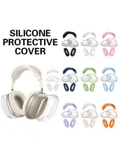 Solid Color Silicone TPU Case Cover Compatible With AirpodsMax Headphones, Clear Soft TPU Ear Cups Cover/Ear Pad Case Cover/Headband Cover Compatible With AirpodsMax (2024/2020),Transparent Accessorie