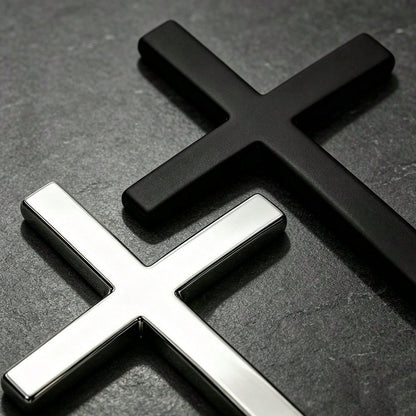 Solid Metal Cross Car Badge, 3D Stereo Christian Faith Decal Waterproof Auto Exterior Interior Decor Sticker