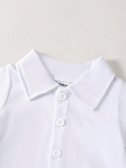 Souflis Souflis 3pcs/Set Newborn Baby Boys' Summer Casual Cute Outfit White Knitted Shirt & Blue And White Stripe Bear Embroidered Overall & Hat Family Matching