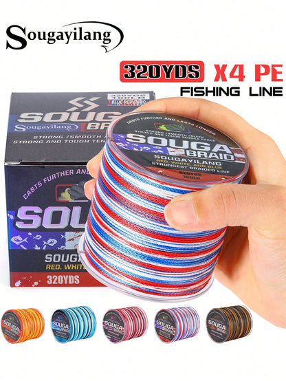 SOUGAYILANG 4 Strands PE Braided Fishing Line- 300m Multicolor Camouflage| Main Line For Surf, Sea Fishing, Great Gift Idea: Perfect For Anglers On Occasions Like Father's Day, Christmas, Or Birthda