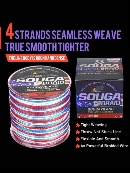SOUGAYILANG 4 Strands PE Braided Fishing Line- 300m Multicolor Camouflage| Main Line For Surf, Sea Fishing, Great Gift Idea: Perfect For Anglers On Occasions Like Father's Day, Christmas, Or Birthda