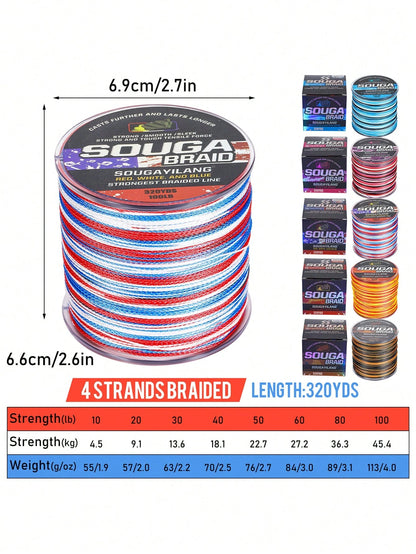 SOUGAYILANG 4 Strands PE Braided Fishing Line- 300m Multicolor Camouflage| Main Line For Surf, Sea Fishing, Great Gift Idea: Perfect For Anglers On Occasions Like Father's Day, Christmas, Or Birthda