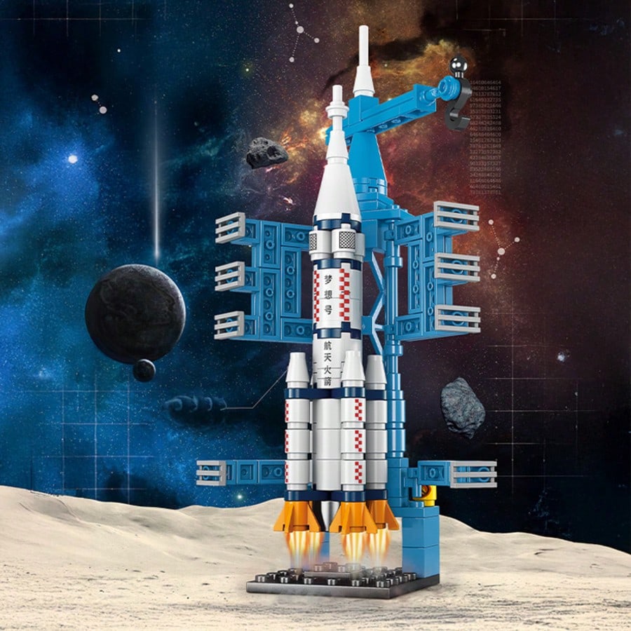 Space Shuttle Building Blocks Interstellar Exploration Set Detachable Spacecraft Model With Launch Station