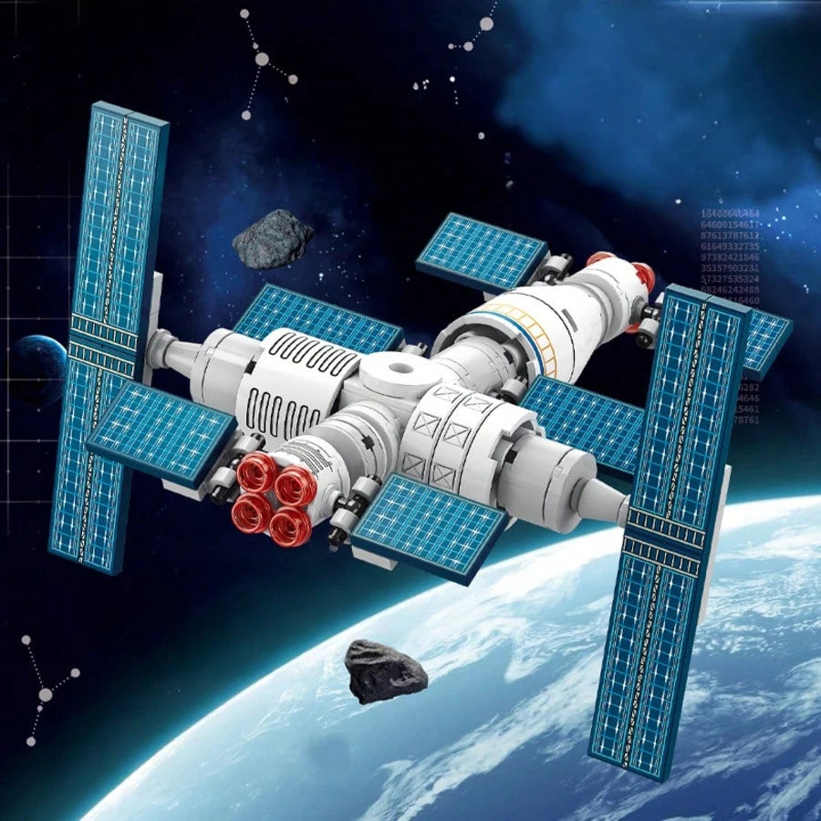 Space Shuttle Building Blocks Interstellar Exploration Set Detachable Spacecraft Model With Launch Station