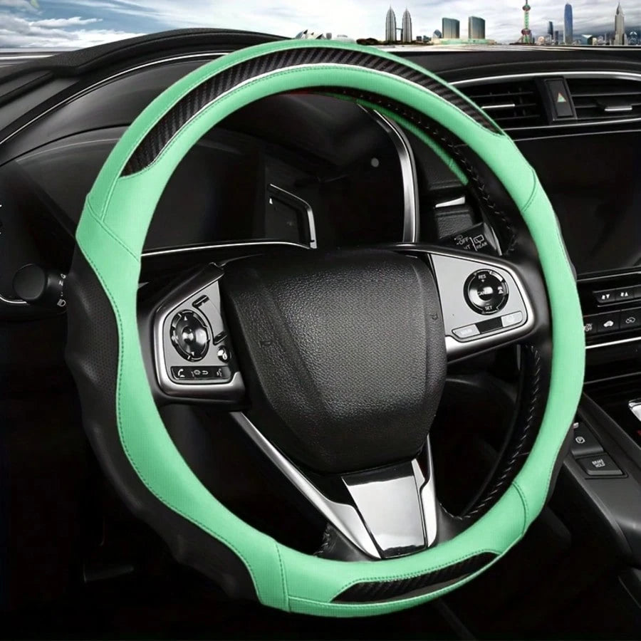 Sports Inner Ring Steering Wheel Cover (1PC)- Color Block Film & PU Blend, Stylish Auto Interior, Anti-Slip & Wear-Resistant, Multi-Color Choices