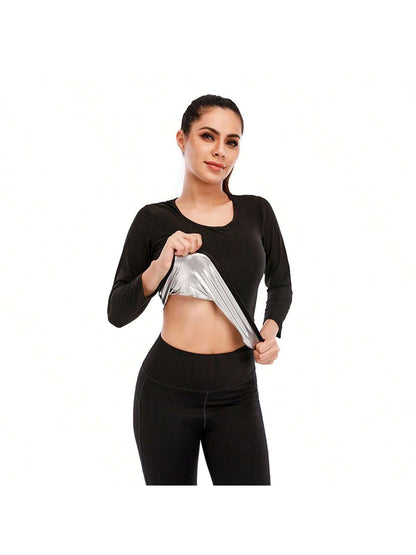 Sports Outdoor 1pc Women Fitness Exercise Sauna Sweat Long Sleeve Sauna Jacket Women Sauna Top Sweat Jacket For Women,Sports Corset Shapewear Waist Trainer Corset Gym Accessories For Belly Slimming Gi