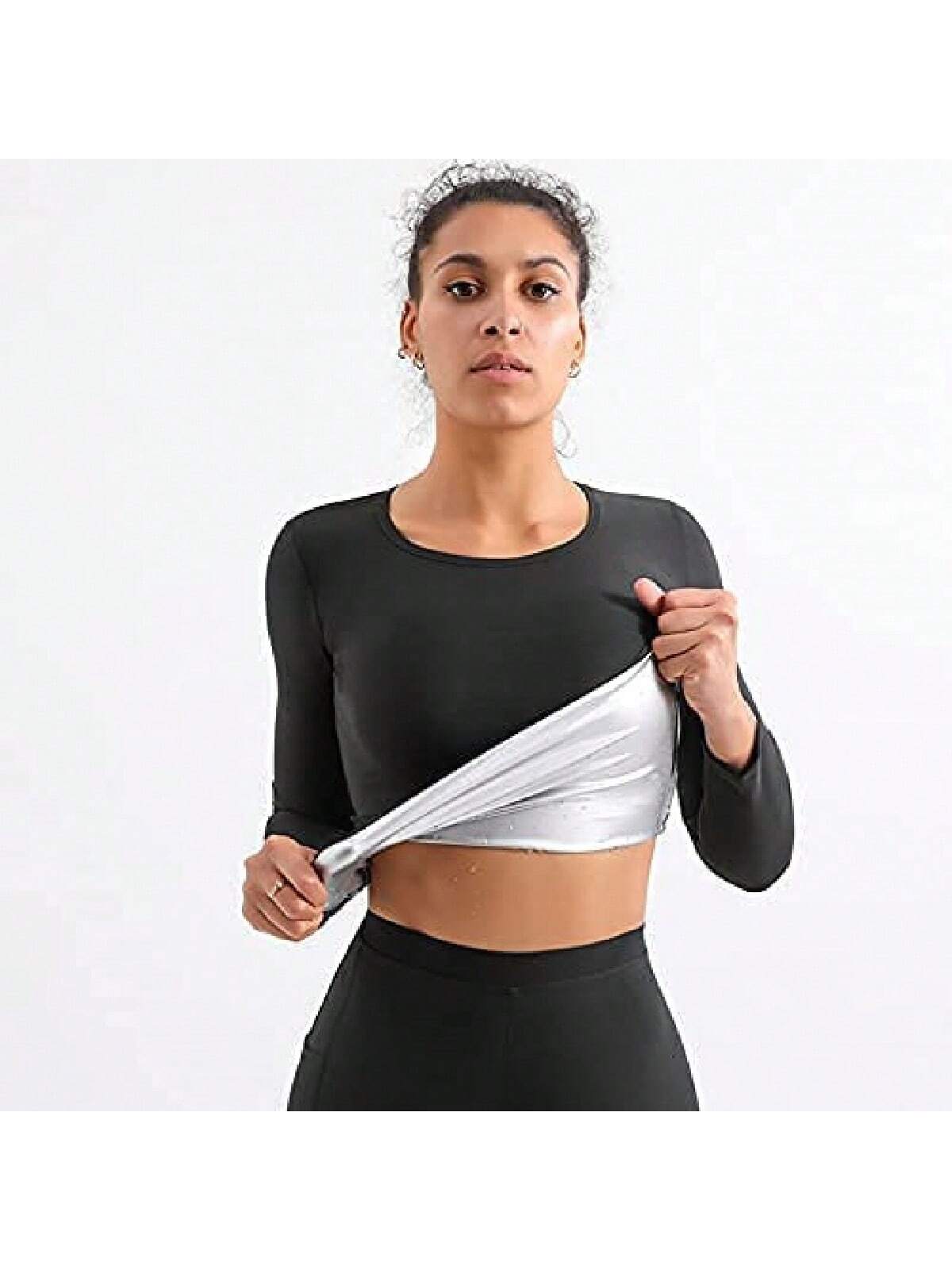 Sports Outdoor 1pc Women Fitness Exercise Sauna Sweat Long Sleeve Sauna Jacket Women Sauna Top Sweat Jacket For Women,Sports Corset Shapewear Waist Trainer Corset Gym Accessories For Belly Slimming Gi