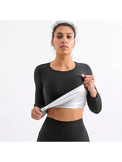 Sports Outdoor 1pc Women Fitness Exercise Sauna Sweat Long Sleeve Sauna Jacket Women Sauna Top Sweat Jacket For Women,Sports Corset Shapewear Waist Trainer Corset Gym Accessories For Belly Slimming Gi
