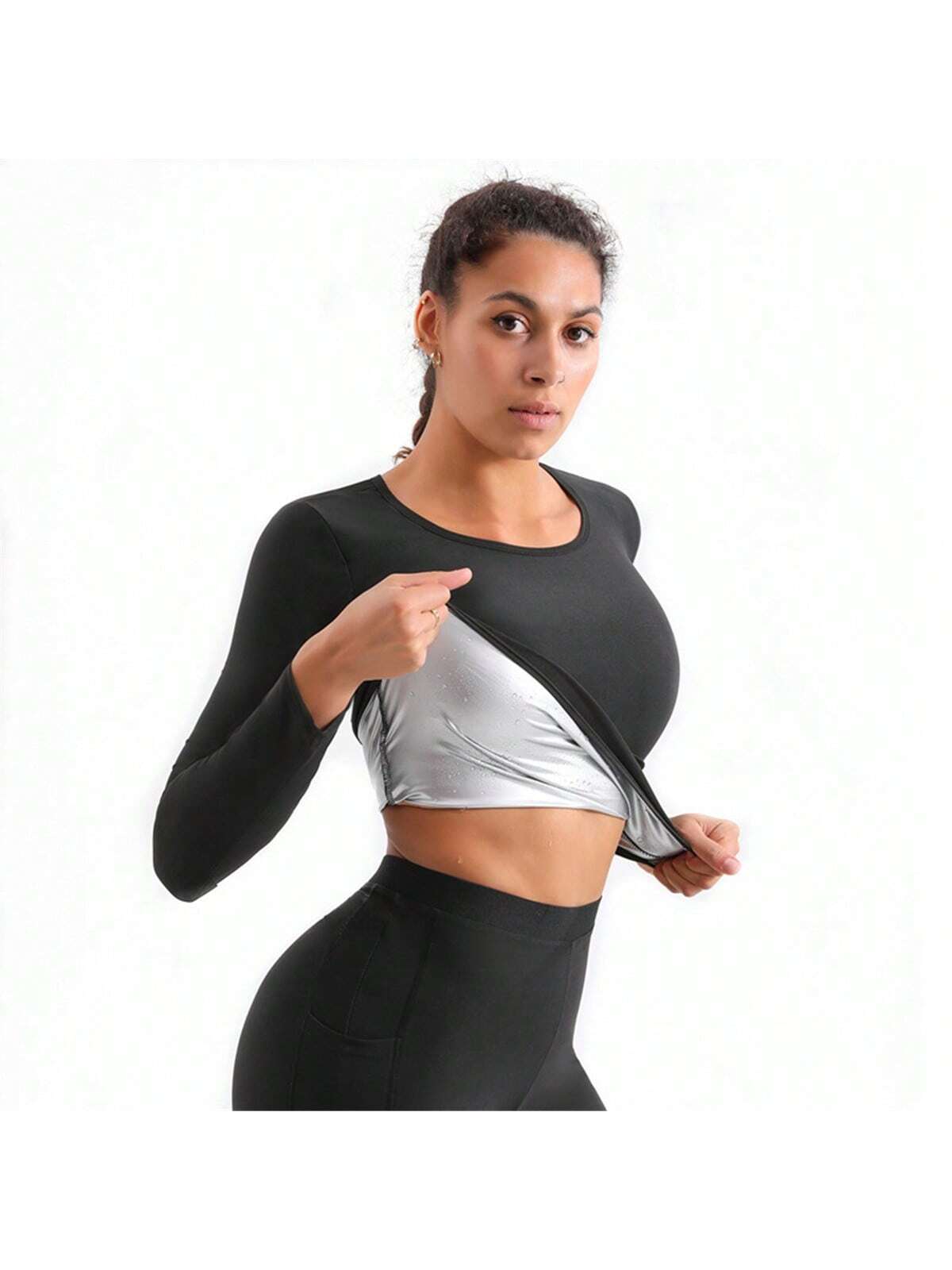 Sports Outdoor 1pc Women Fitness Exercise Sauna Sweat Long Sleeve Sauna Jacket Women Sauna Top Sweat Jacket For Women,Sports Corset Shapewear Waist Trainer Corset Gym Accessories For Belly Slimming Gi