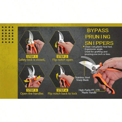 Spring Gardening Essentials: 5-Piece Tool Kit With Orange Ergonomic Handles For Joyful Planting, Pruning, And Outdoor Garden Care