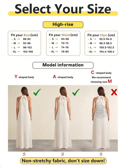Spring/Summer Apricot Backless A-Line Dress, Bohemian Style Beach Vacation Casual Wear Elegant