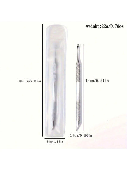Stainless Steel Cuticle Pusher, Double-Ended Angled Crescent Shape Cuticle Nipper, Callus Remover And Nail Prep Tool With Nail Buffer, For Cuticle Care And Polishing, Essential For Nail Salons And Ped