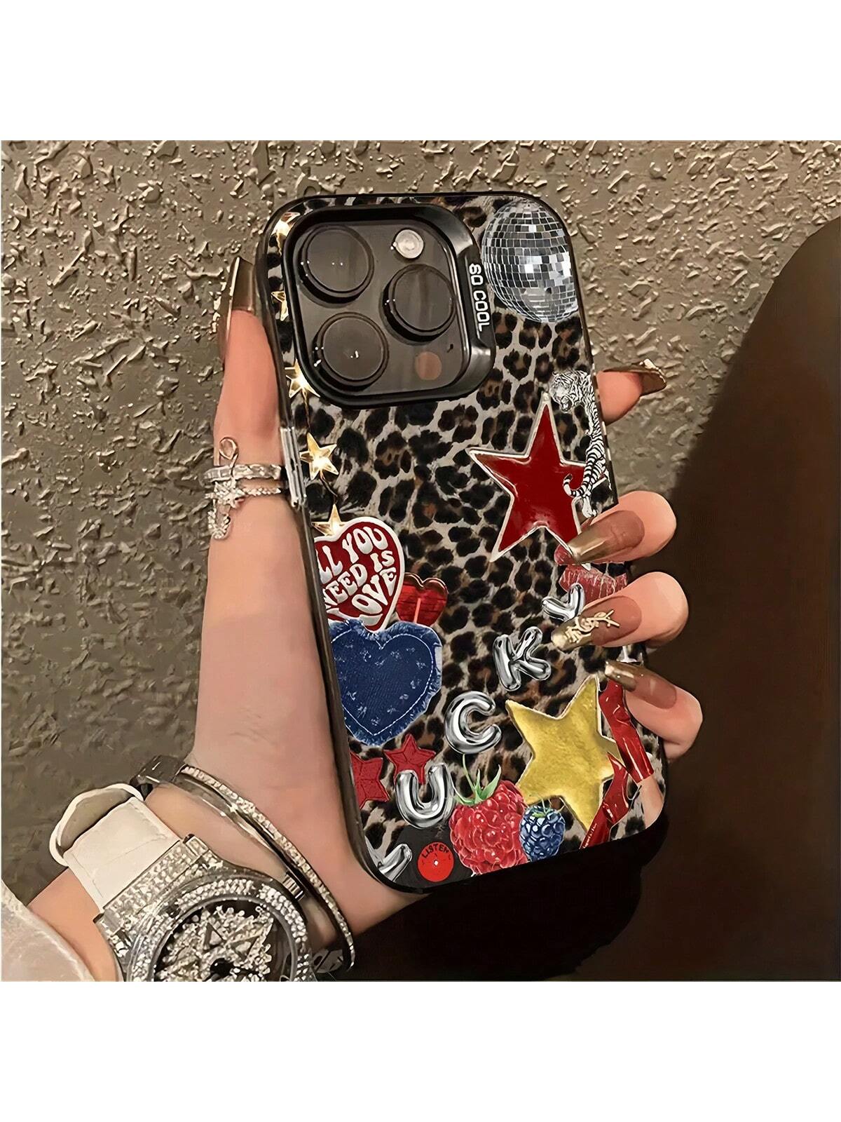 Star Element Black Fashion IMD Phone Premium Case Black Glitter Star Fashion IMD 1pc Sparkly Star Graphic IMD Phone Case, Personalized Cover Compatible With IPhone 16 Pro Max, 15/14 Plus, 13, 12, 11 W