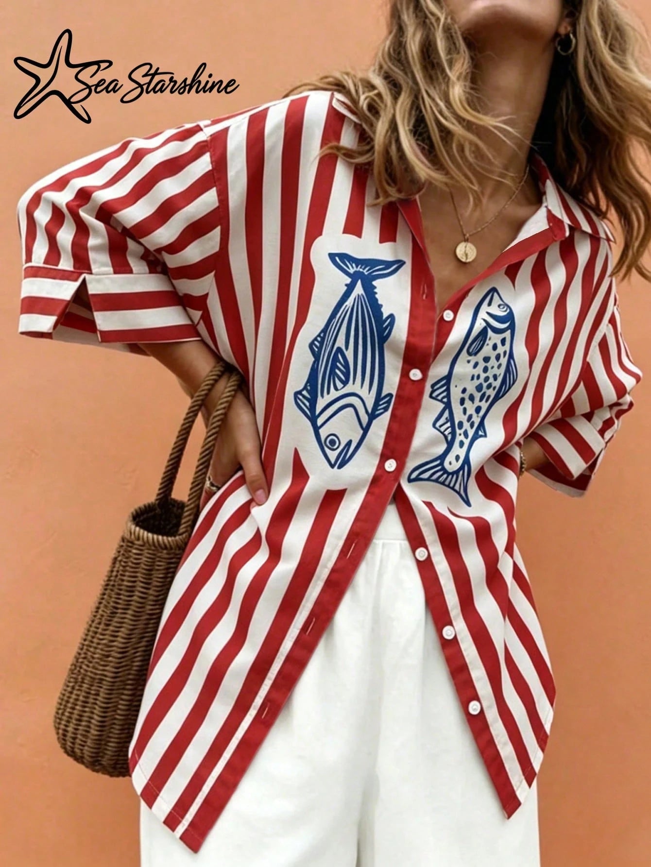 Starfish Shiny New Spring/Summer Women's Shirt, Casual Beach Holiday, Fashionable Elegant Daily Wear