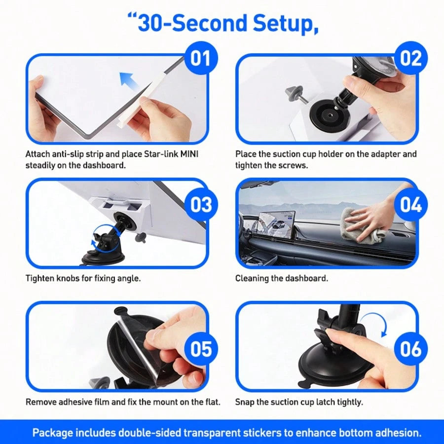 Starlink Mini Car Dashboard Mounting Kit With Adhesive Suction Cup Base, Adjustable Angle, Easy To Fix