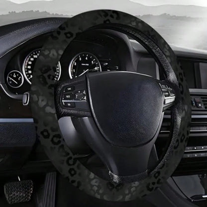 Stee Weel Covers Car Truck And SUV C Non- Breatable Elastic Stee Weel Car Accessories Versal 5 Inc Leater Cover Men Women Black Lpard Print