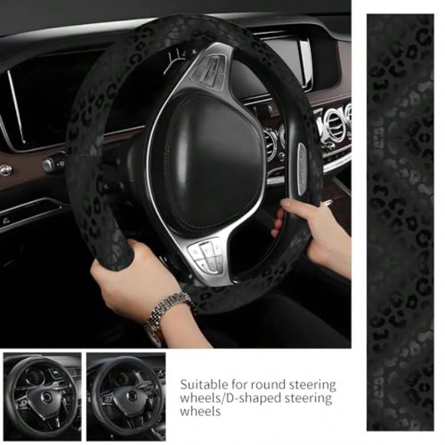 Stee Weel Covers Car Truck And SUV C Non- Breatable Elastic Stee Weel Car Accessories Versal 5 Inc Leater Cover Men Women Black Lpard Print