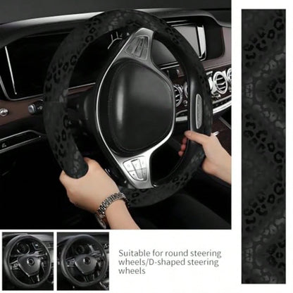 Stee Weel Covers Car Truck And SUV C Non- Breatable Elastic Stee Weel Car Accessories Versal 5 Inc Leater Cover Men Women Black Lpard Print
