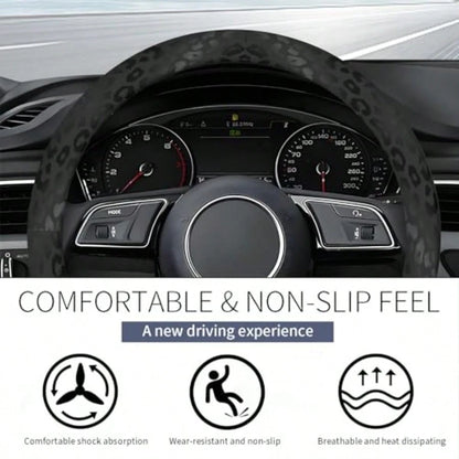 Stee Weel Covers Car Truck And SUV C Non- Breatable Elastic Stee Weel Car Accessories Versal 5 Inc Leater Cover Men Women Black Lpard Print