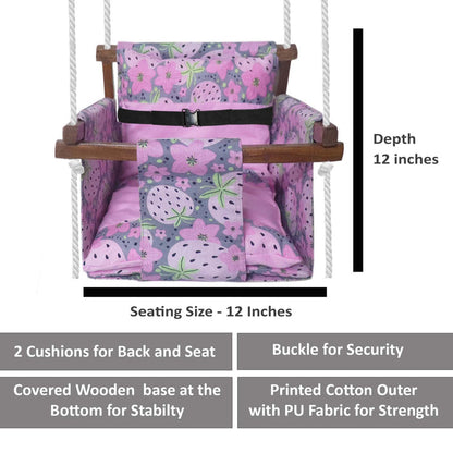 Strawberry- Baby Swing | Jhula | Wooden Base
