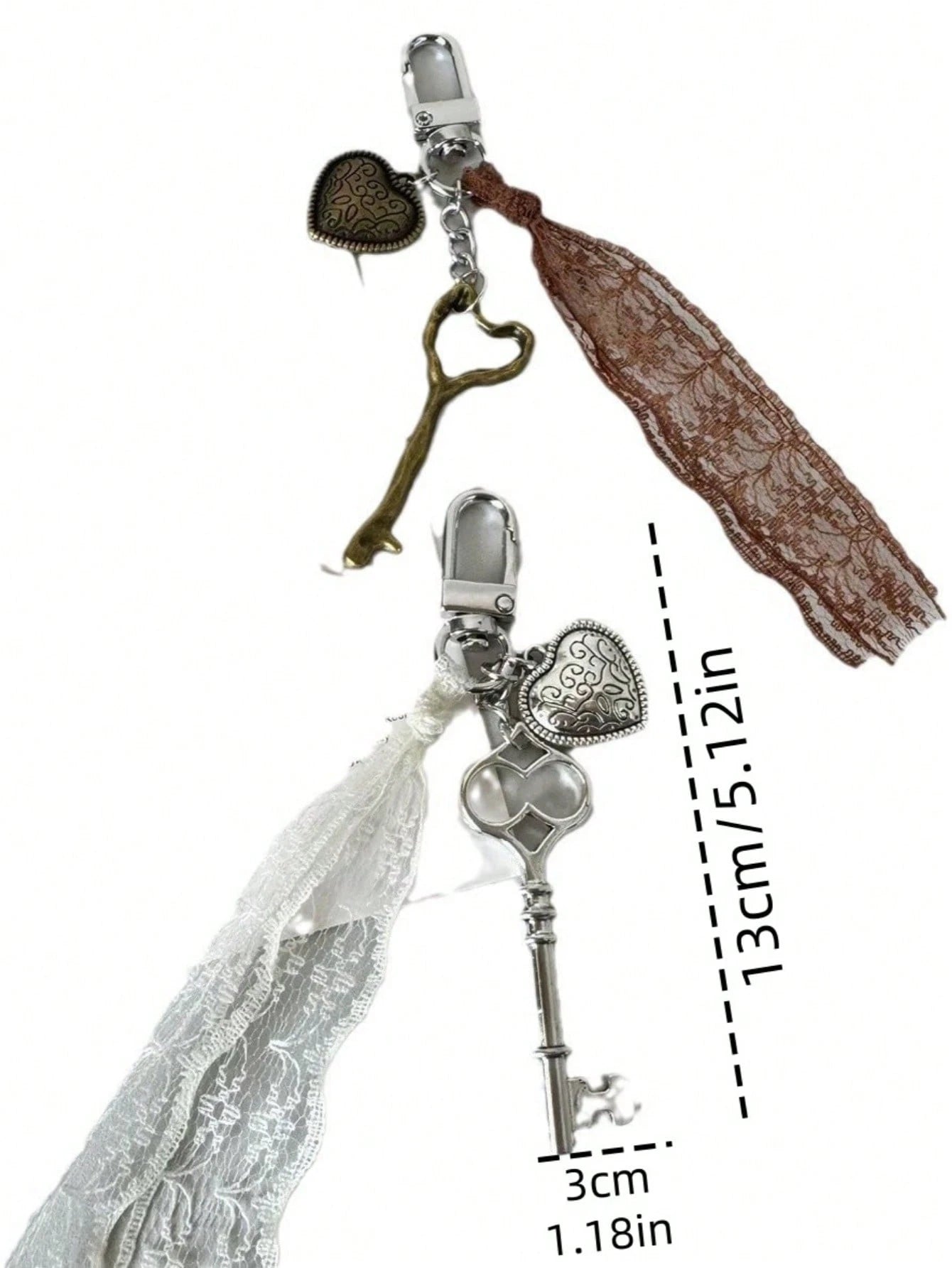 Style Bag Hanging Decoration Heart Pendant Retro Wasteland Style Bag Accessories Autumn And Winter Brown Keychain Lace Valentines