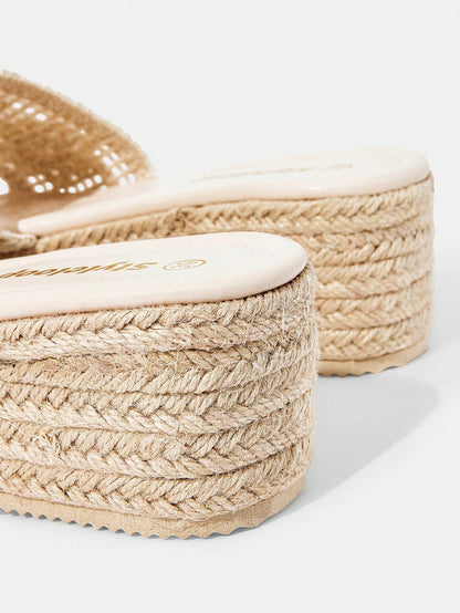 Styleloop Women's Woven Rope Platform Wedge Sandals, Vacation Style BOHO Chic Retro American Western Music Festival Party Thick Bottom Shoes For Christmas Vacation Outfits Travel Essentials Summer Sho