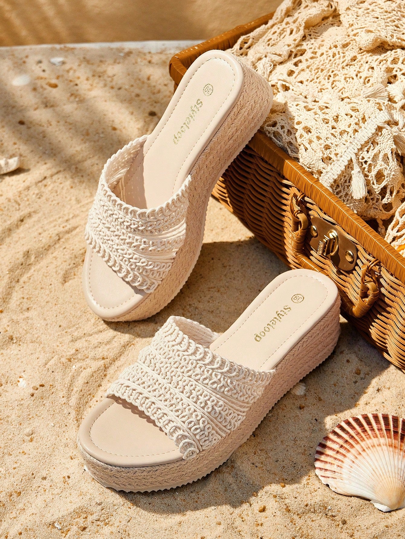 Styleloop Women's Woven Rope Platform Wedge Sandals, Vacation Style BOHO Chic Retro American Western Music Festival Party Thick Bottom Shoes For Christmas Vacation Outfits Travel Essentials Summer Sho