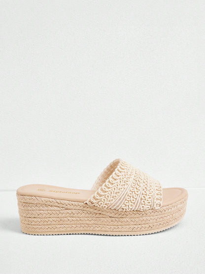 Styleloop Women's Woven Rope Platform Wedge Sandals, Vacation Style BOHO Chic Retro American Western Music Festival Party Thick Bottom Shoes For Christmas Vacation Outfits Travel Essentials Summer Sho