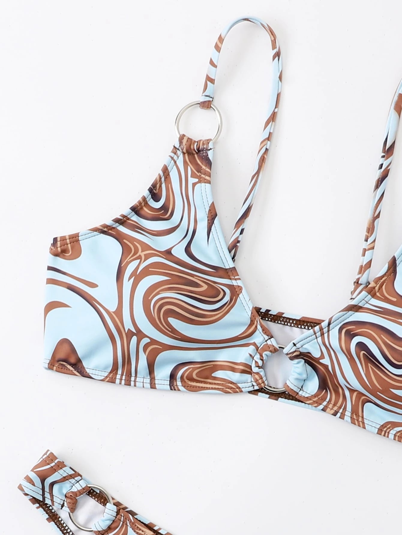 Summer Beach Random Allover Print Ring Linked Cheeky Bikini