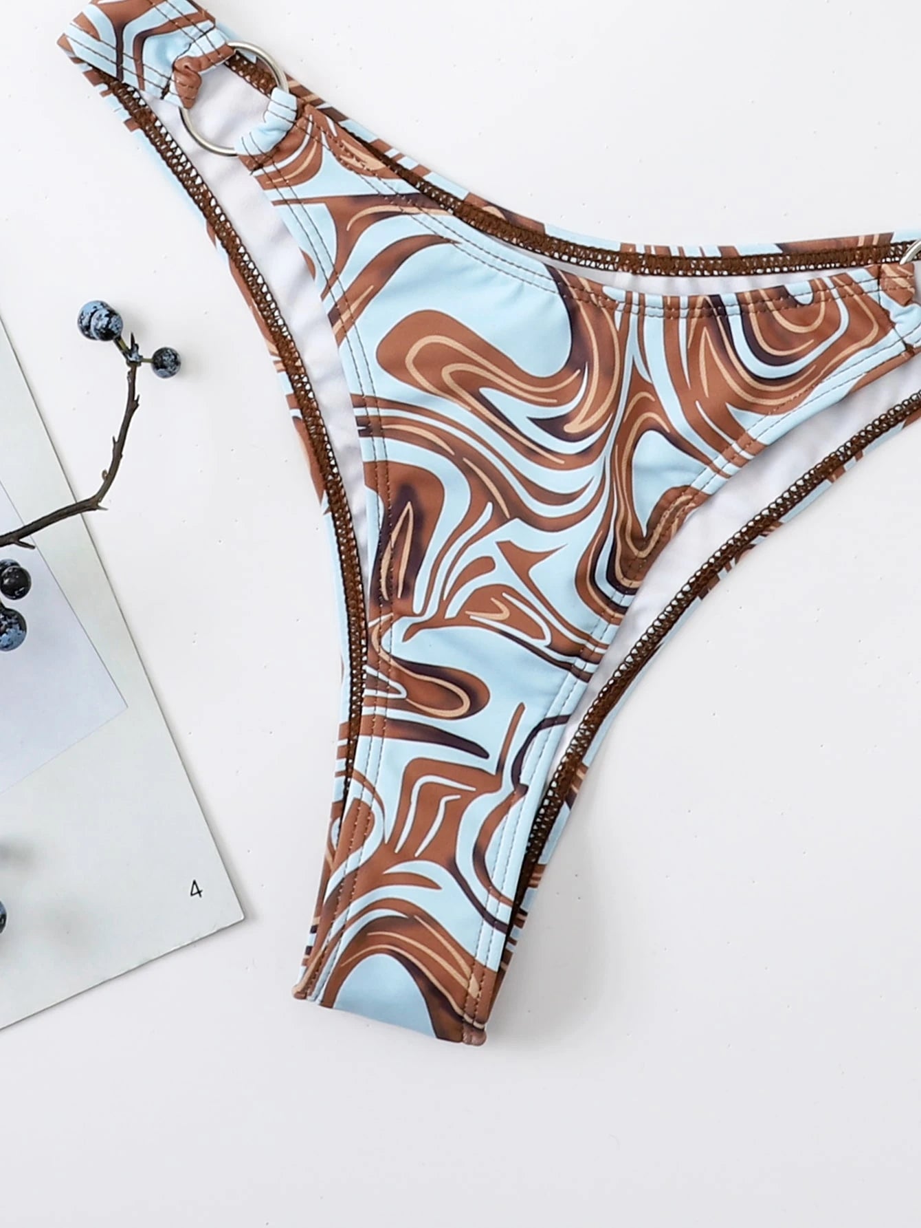 Summer Beach Random Allover Print Ring Linked Cheeky Bikini