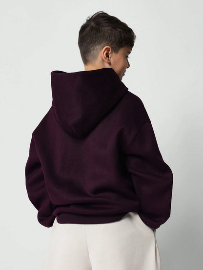 SUMWON Premium Oversized Youth Hoodie Minimalist Winter Autumn Pullover Kangaroo Pocket Sweatshirt Classic Street Style Casual Wear Vacation