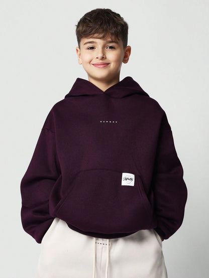 SUMWON Premium Oversized Youth Hoodie Minimalist Winter Autumn Pullover Kangaroo Pocket Sweatshirt Classic Street Style Casual Wear Vacation