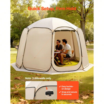 Sun Shade Sail Canopy Covers, Fit For 12 X 11 Ft Screen House Tent, Sun Protection, 5.51 X 4.59 Ft 300D Oxford Silver-Coated Fabric, Pack Of 3 (Not Include Tent), For Outdoor Activities, Beige