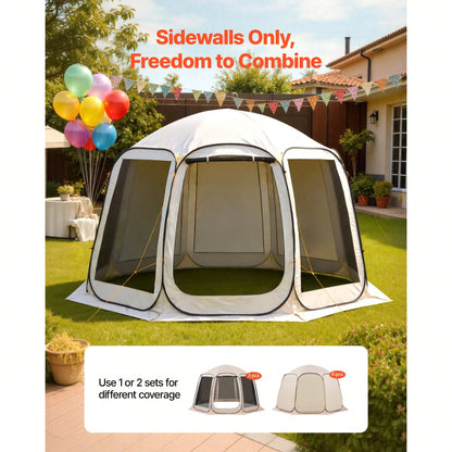 Sun Shade Sail Canopy Covers, Fit For 12 X 11 Ft Screen House Tent, Sun Protection, 5.51 X 4.59 Ft 300D Oxford Silver-Coated Fabric, Pack Of 3 (Not Include Tent), For Outdoor Activities, Beige