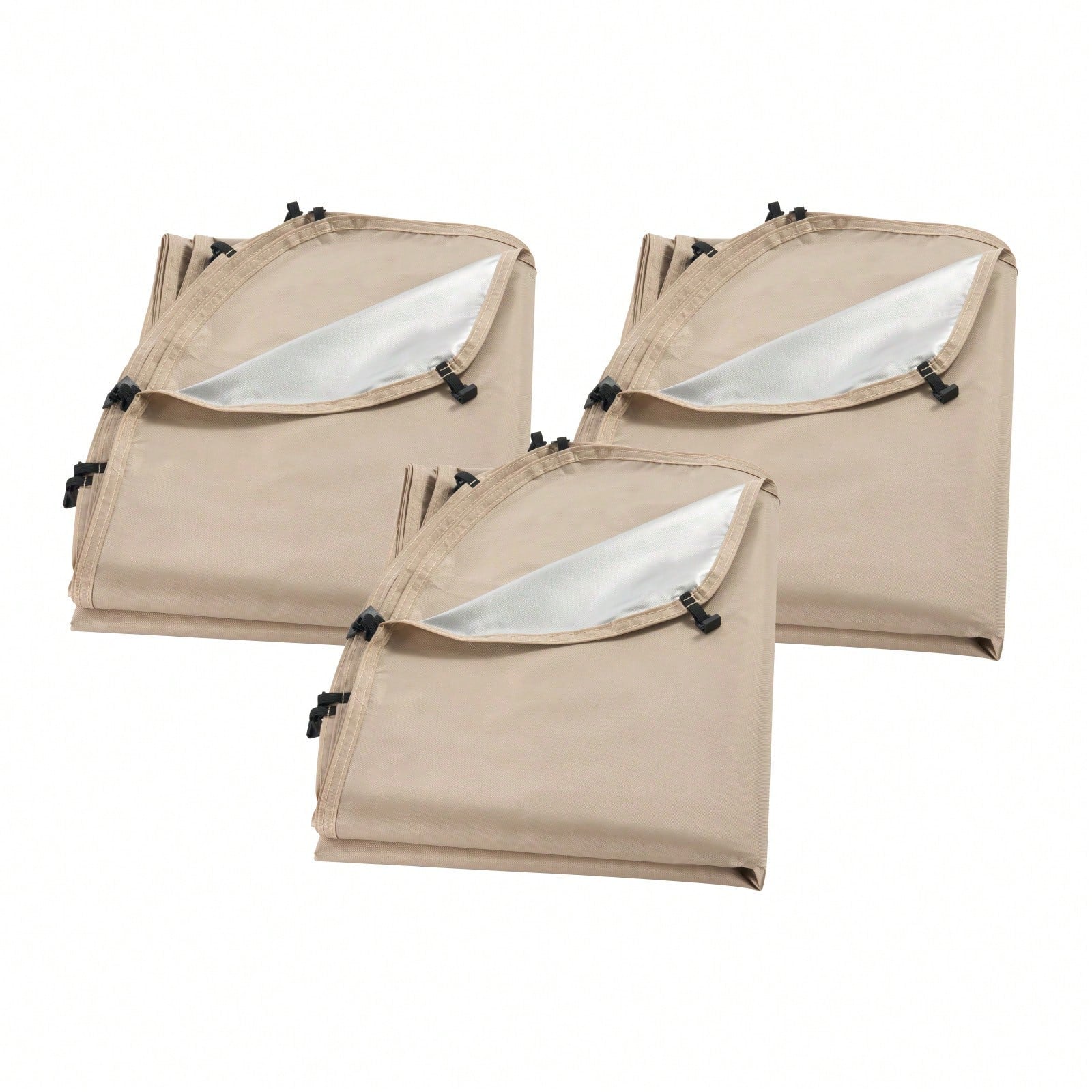 Sun Shade Sail Canopy Covers, Fit For 12 X 11 Ft Screen House Tent, Sun Protection, 5.51 X 4.59 Ft 300D Oxford Silver-Coated Fabric, Pack Of 3 (Not Include Tent), For Outdoor Activities, Beige