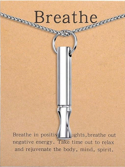 suteyi Mindfulness Breathing Necklace, Stress Relief Pendant, Stainless Steel Men's Anxiety Breathing Necklace