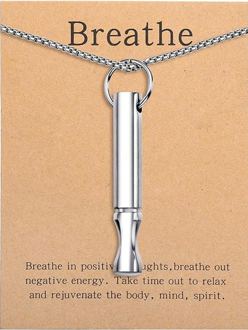 suteyi Mindfulness Breathing Necklace, Stress Relief Pendant, Stainless Steel Men's Anxiety Breathing Necklace