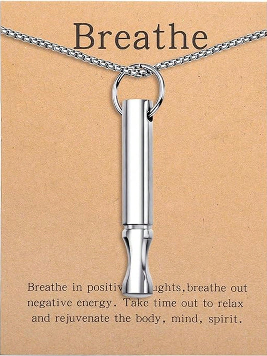suteyi Mindfulness Breathing Necklace, Stress Relief Pendant, Stainless Steel Men's Anxiety Breathing Necklace