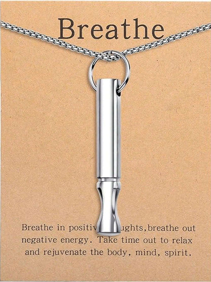 suteyi Mindfulness Breathing Necklace, Stress Relief Pendant, Stainless Steel Men's Anxiety Breathing Necklace