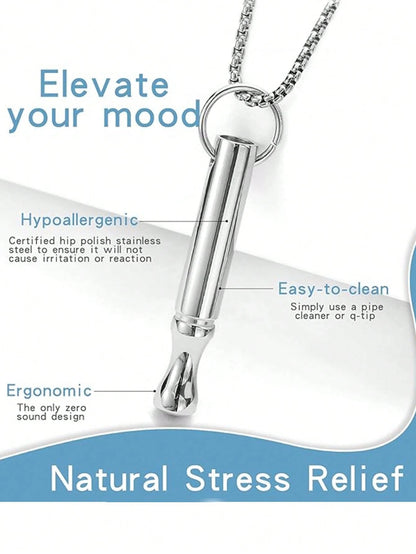 suteyi Mindfulness Breathing Necklace, Stress Relief Pendant, Stainless Steel Men's Anxiety Breathing Necklace