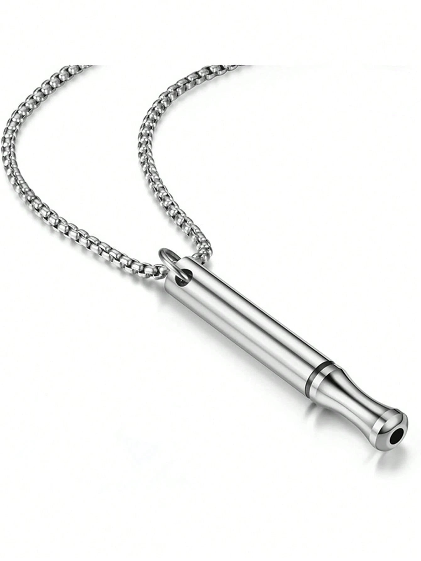 suteyi Mindfulness Breathing Necklace, Stress Relief Pendant, Stainless Steel Men's Anxiety Breathing Necklace
