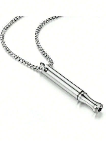suteyi Mindfulness Breathing Necklace, Stress Relief Pendant, Stainless Steel Men's Anxiety Breathing Necklace
