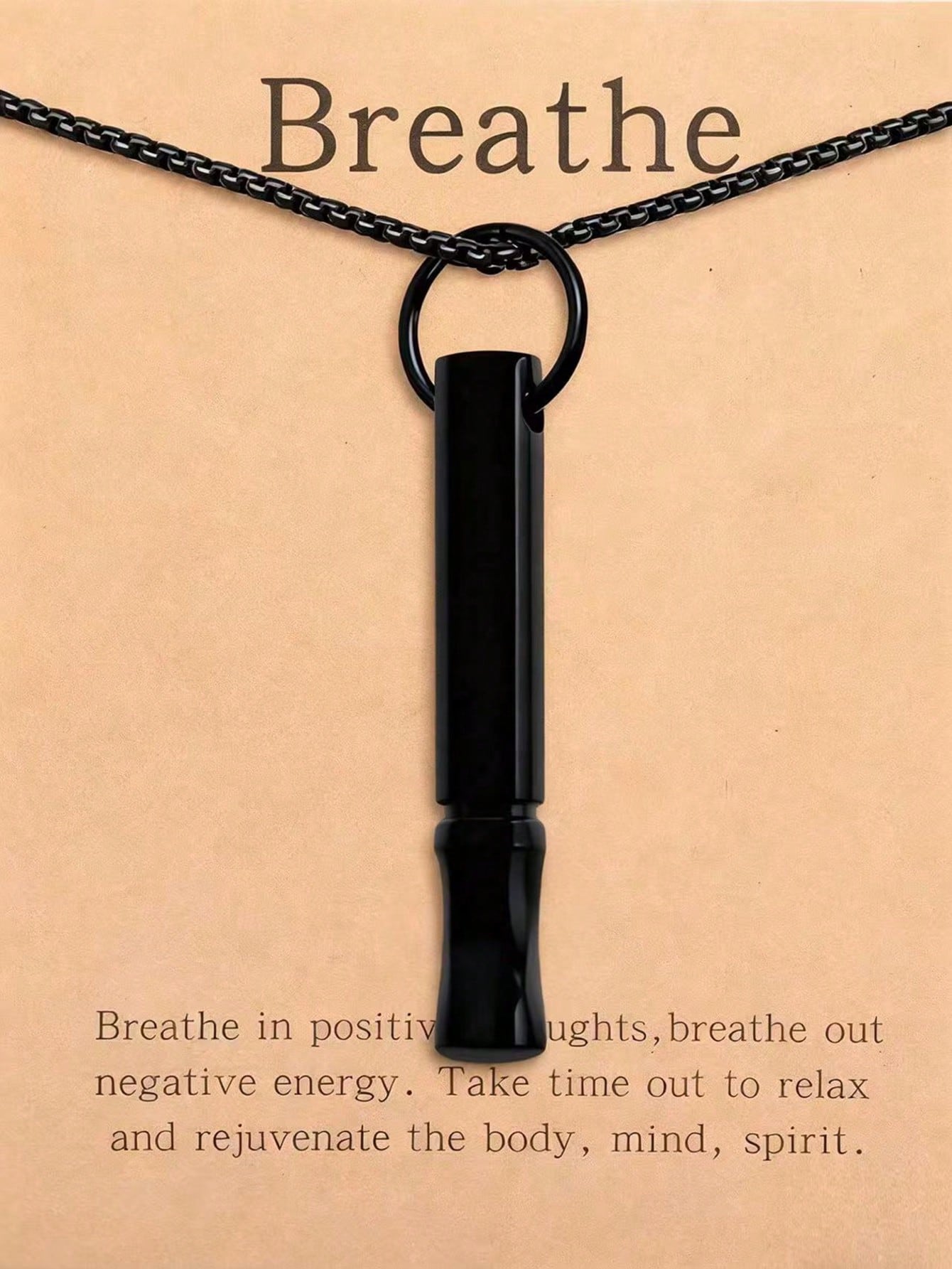 suteyi Mindfulness Breathing Necklace, Stress Relief Pendant, Stainless Steel Men's Anxiety Breathing Necklace