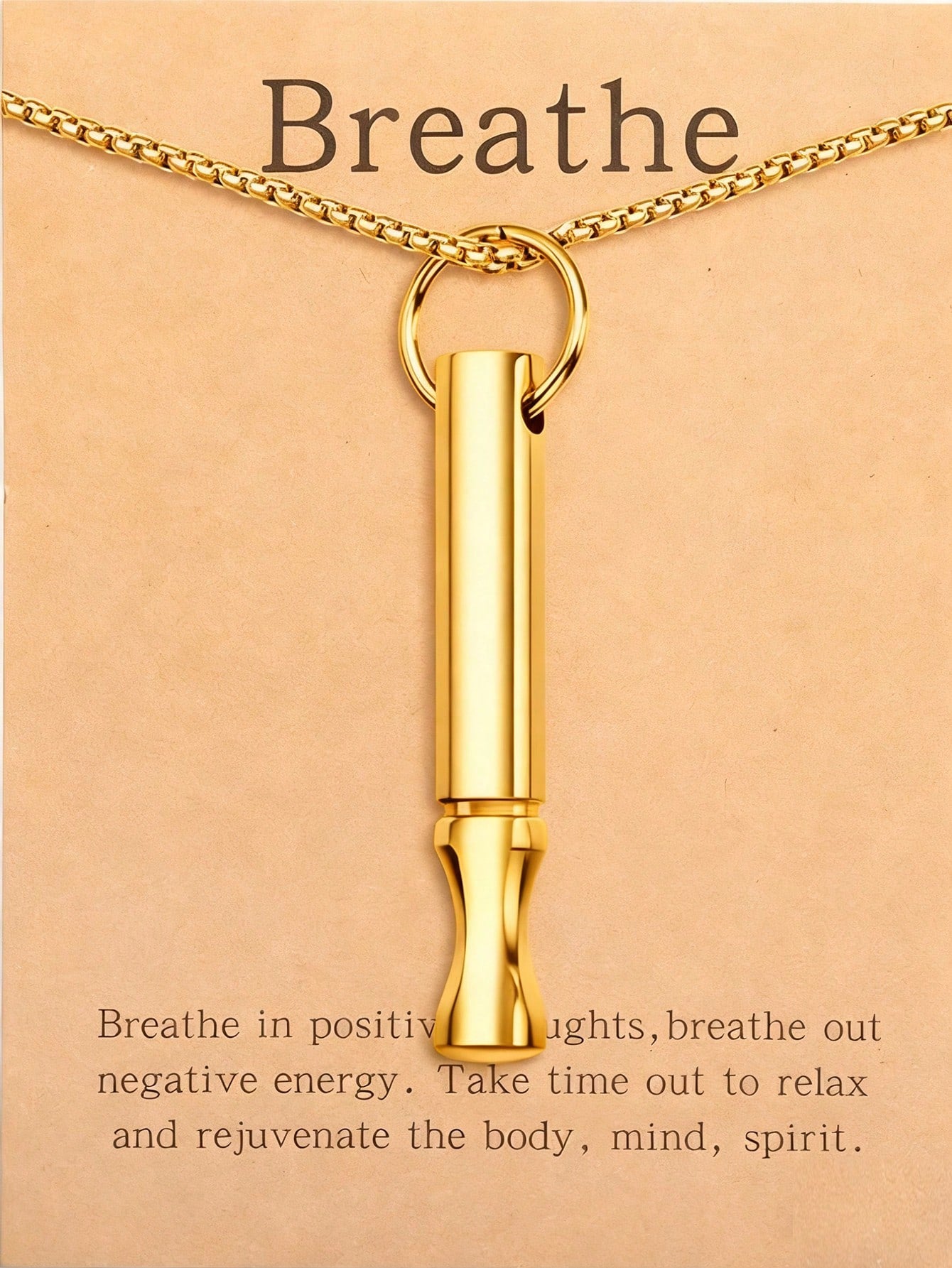 suteyi Mindfulness Breathing Necklace, Stress Relief Pendant, Stainless Steel Men's Anxiety Breathing Necklace