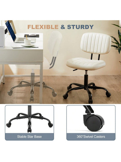 Sweetcrispy Armless Office Chair Adjustable Swivel Computer Mesh Desk Chair
