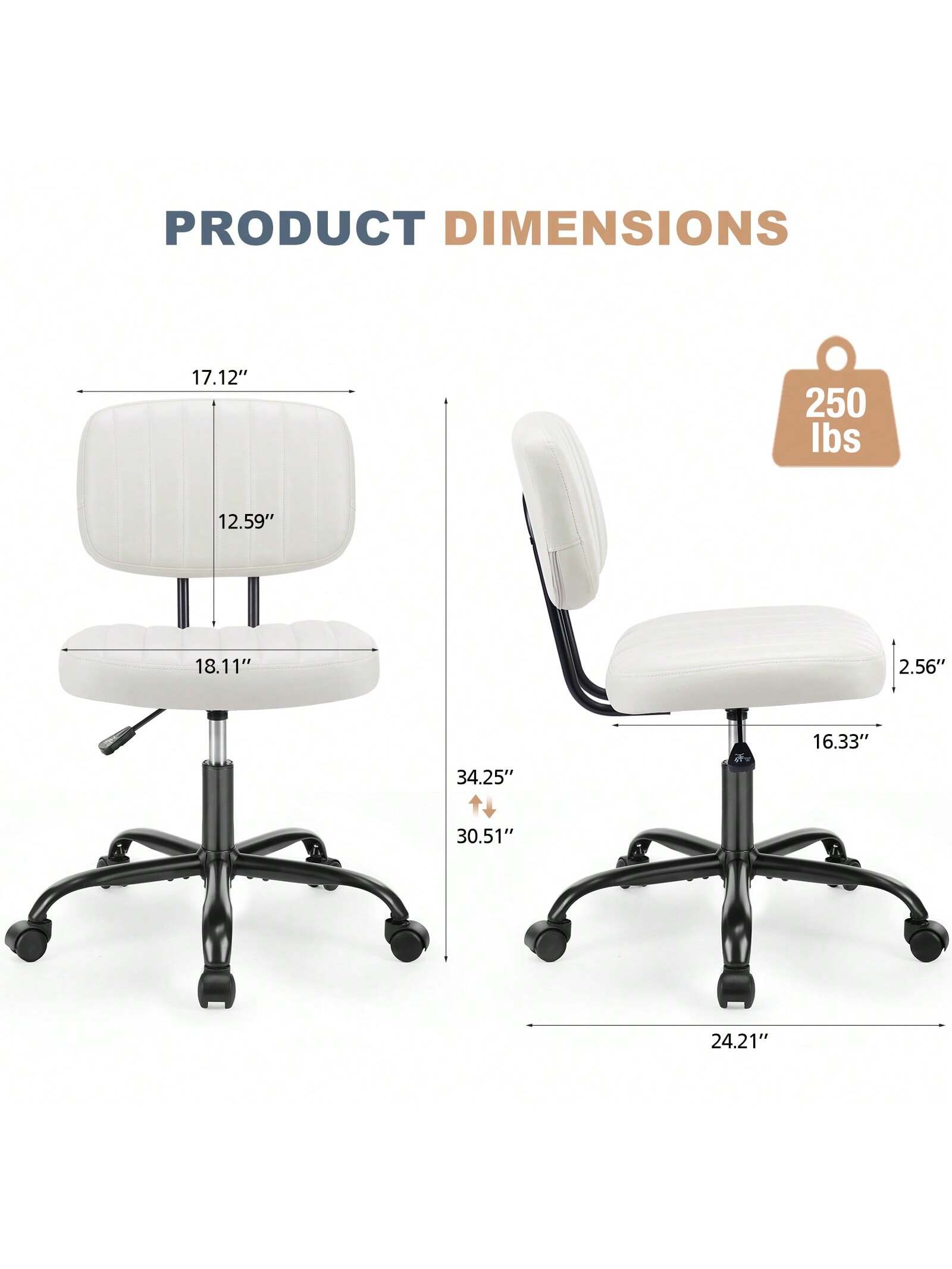 Sweetcrispy Armless Office Chair Adjustable Swivel Computer Mesh Desk Chair