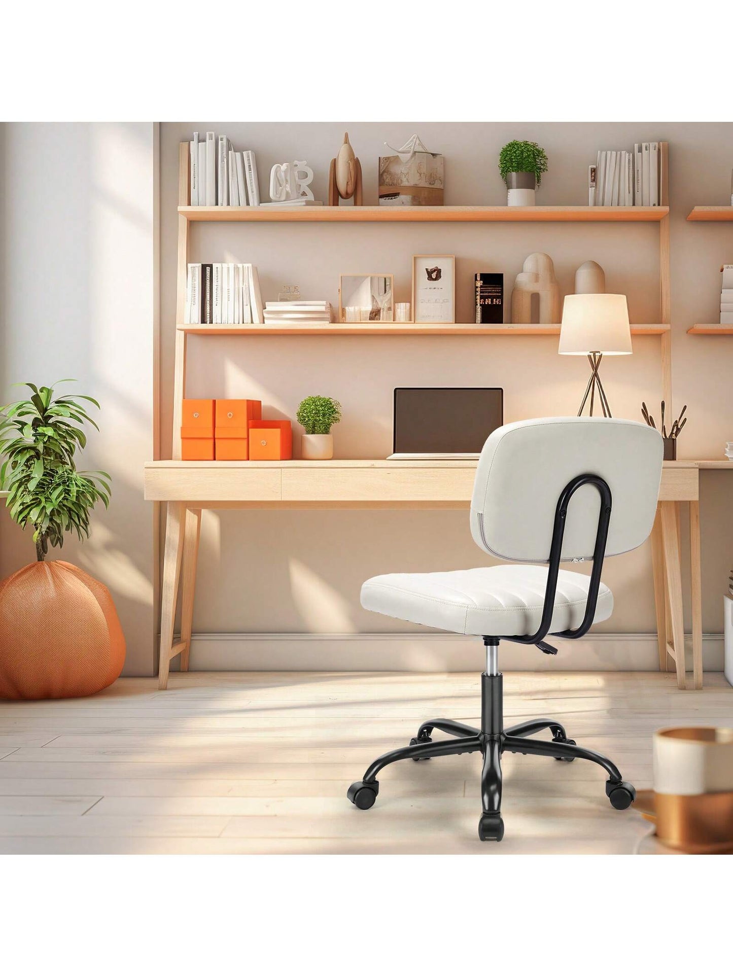 Sweetcrispy Armless Office Chair Adjustable Swivel Computer Mesh Desk Chair