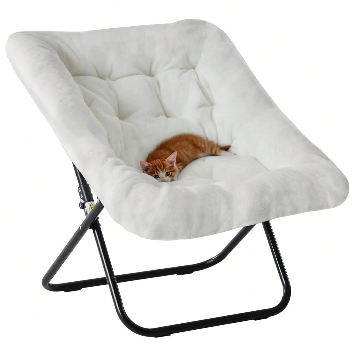 Sweetcrispy Comfy Chair For Adults, Soft Faux Fur Folding Lounge For Bedroom Living Room Dorm Rooms Flexible Reading Chair For Teens, Large Size Foldable,Square-White