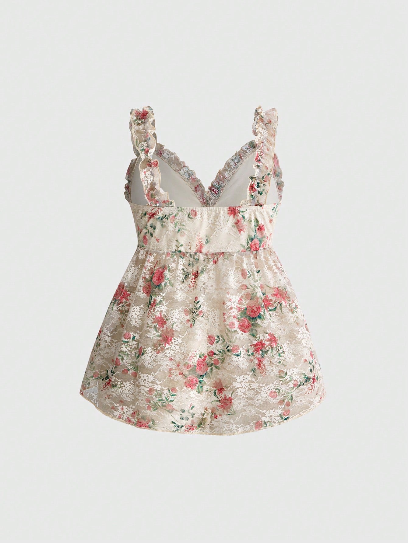 Sweetness Holiday Summer Beach Vacation Sexy Floral Lace Waist Drawstring Loose Plus Size Camisole