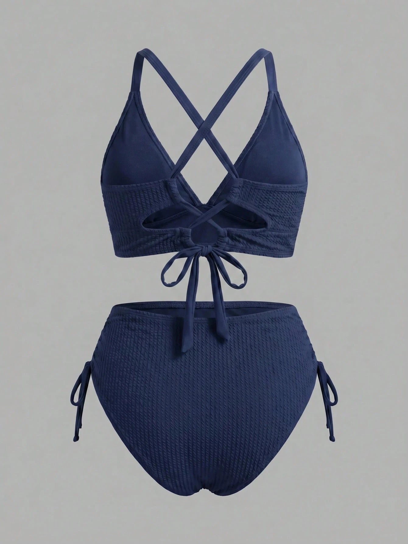 Sweetra CURVE Plus Size Solid Color Textured Fabric Adjustable Strap Tankini Bikini Set Set Plus Size Bathing Suits Bikini Plus Size Tops Bikini Set For Beach